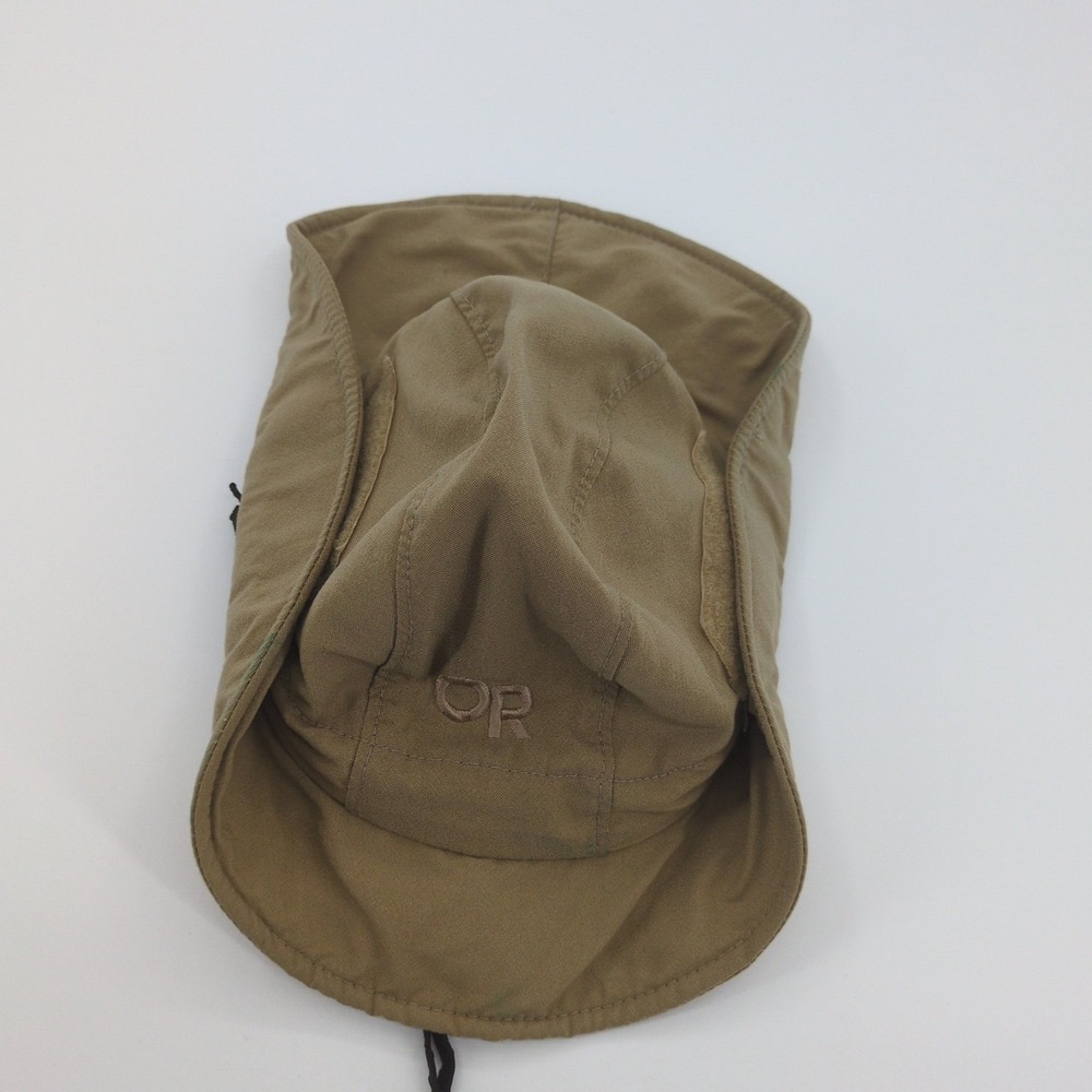 Outdoor Research OR Sun Hat Khaki Tan Cape Flap Trail Hiking Fishing Cap Mens M